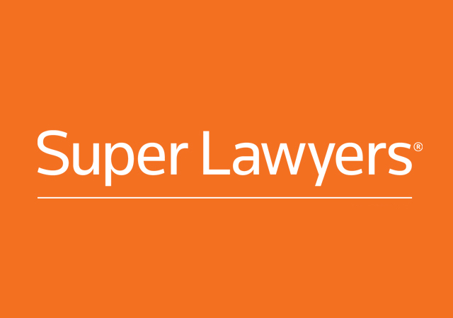 The super lawyers logo on an orange background.